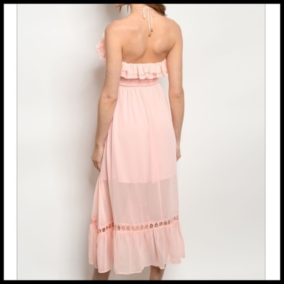 🆕Pink midi dress w/lace trim. - Picture 4 of 4